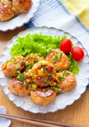 もろこし甘辛バター鶏つくね-レシピのメイン写真