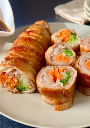 にんにくだし醤油で、野菜の巨大肉巻き-レシピのメイン写真