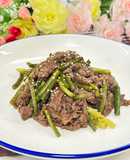 牛肉とにんにくの芽の焼肉のタレ炒め