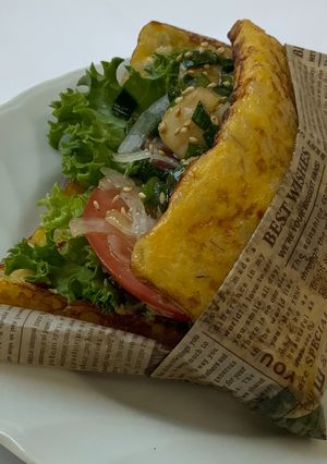 行者菜香る~ホタテのもち麦バーガー~-レシピのメイン写真