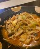 キャベツとしめじのスープパスタ