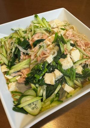 時短！夏のぶっかけネバネバスタミナ素麺！-レシピのメイン写真