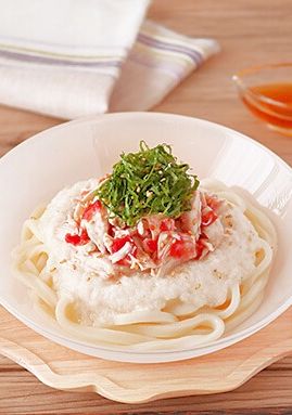 梅とささみの冷やしとろろうどん-レシピのメイン写真