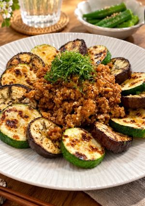 焼きズッキーニと茄子の香ばし肉味噌がけ-レシピのメイン写真
