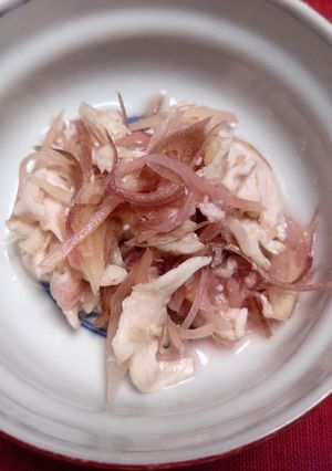 鶏むね肉とミョウガと新生姜の甘酢和え-レシピのメイン写真