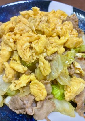 豚こまキャベツのふわ玉中華炒め-レシピのメイン写真