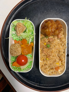 全てレンジ洋風万能梅トマト味炒飯弁当-レシピのメイン写真