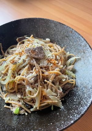 全粒粉パスタで鯖缶ペペロンチーノ風-レシピのメイン写真