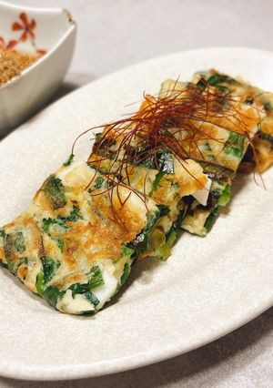 米粉で作る♩ニラとイカのチーズチヂミ。-レシピのメイン写真