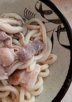 簡単★豚こま肉としめじのめんぽんうどん-レシピのメイン写真