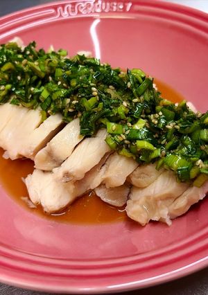 レンジ鶏むねの中華ニラだれ-レシピのメイン写真