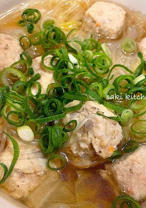 鶏つくねと白菜の春雨スープ-レシピのメイン写真