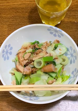 鳥叉焼ウインナー青梗菜ネギ炒め-レシピのメイン写真
