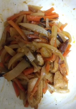 筑前煮の煮汁の千切り野菜炒め-レシピのメイン写真