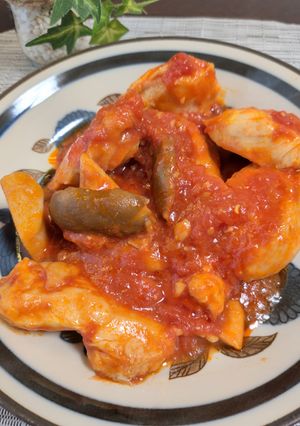 柔らか🌟鶏むね肉とエリンギのトマト味噌煮込み-レシピのメイン写真