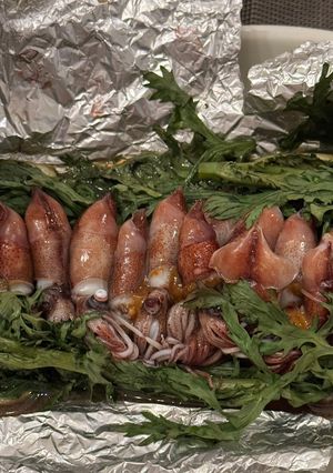 生ホタルイカと春菊の「いしるバター」-レシピのメイン写真