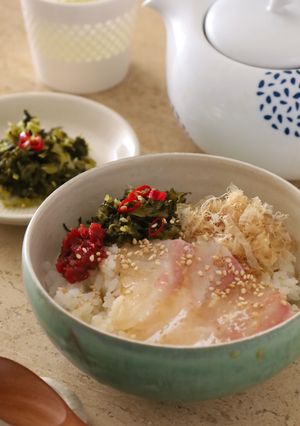 熊本の山の幸＆海の幸♪高菜漬けと鯛のお茶漬け-レシピのメイン写真