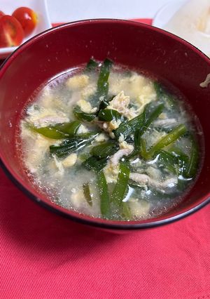 鶏ひき肉とニラ、卵スープ-レシピのメイン写真