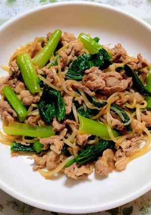 簡単今夜の夕飯小松菜豚こまもやし野菜料理-レシピのメイン写真