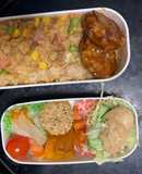 全てレンジ簡単洋風梅ウスター炒飯弁当