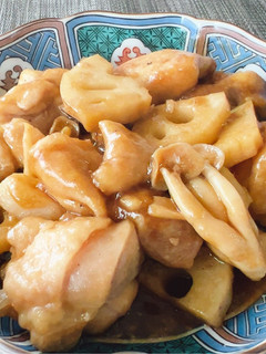 鶏肉とレンコンときのこのバルサミコ酢炒め-レシピのメイン写真