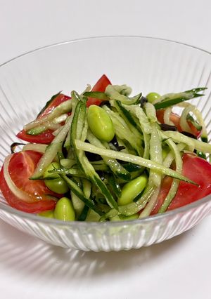 きゅうりとトマトと枝豆の塩昆布和え-レシピのメイン写真
