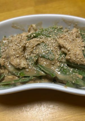 車麩と絹さやのごま和え-レシピのメイン写真