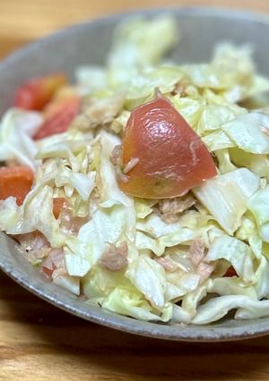 レンジで簡単キャベツのツナトマト蒸し-レシピのメイン写真
