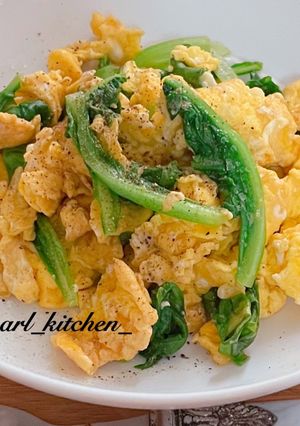 簡単サラダ菜の卵のふわふわ焼き-レシピのメイン写真