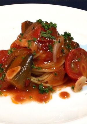 ナスとトマトのパスタ・冷製リゾッタータ-レシピのメイン写真