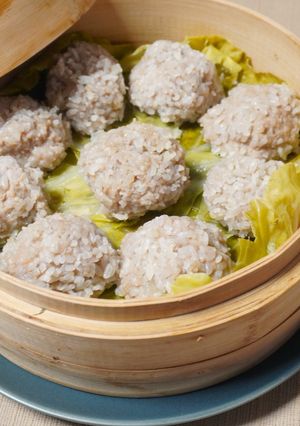 アルファ化米でおめかしした蒸し肉団子♬-レシピのメイン写真