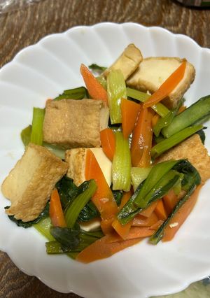 厚揚げと小松菜の炒め物-レシピのメイン写真