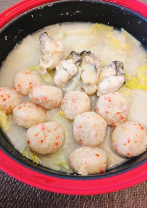 白菜と牡蠣のえびつみれ蒸し-レシピのメイン写真