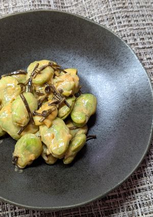 おつまみで！そら豆の塩昆布マヨ和え-レシピのメイン写真