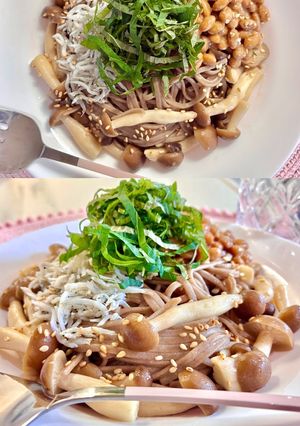 パスタ風〜♡納豆しらす蕎麦〜♡！-レシピのメイン写真