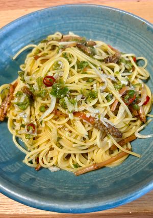 ふきのとうとつくしとしらすのパスタ-レシピのメイン写真