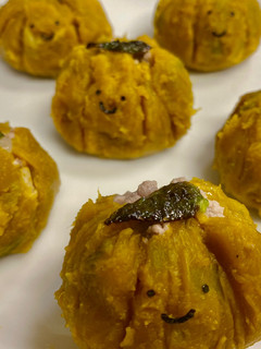 ハロウィンメニュー🎃肉包みカボチャ巾着-レシピのメイン写真