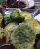 塩でいただくゴーヤフライと野菜天麩羅