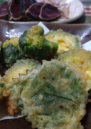 塩でいただくゴーヤフライと野菜天麩羅-レシピのメイン写真