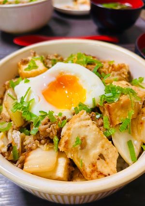 厚揚げとキムチのそぼろ炒め丼-レシピのメイン写真