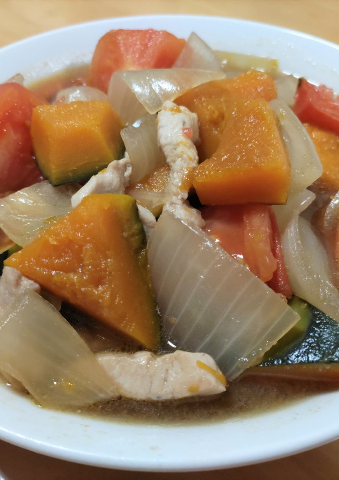かぼちゃの鶏とトマト煮-レシピのメイン写真