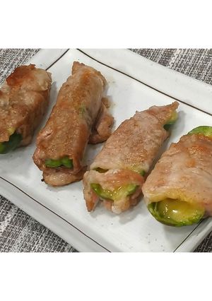 チーズ入りピーマンの肉巻き★動画あり★-レシピのメイン写真