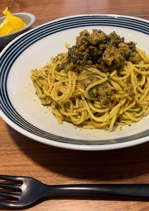 豚みそと茶殻のカレーパスタ-レシピのメイン写真