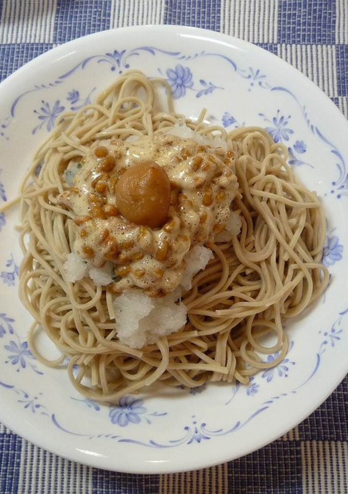 手抜きでも旨い！冷やし梅納豆おろし蕎麦-レシピのメイン写真