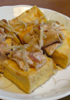 【 豚こま肉と厚揚げの梅白だし炒め 〗-レシピのメイン写真