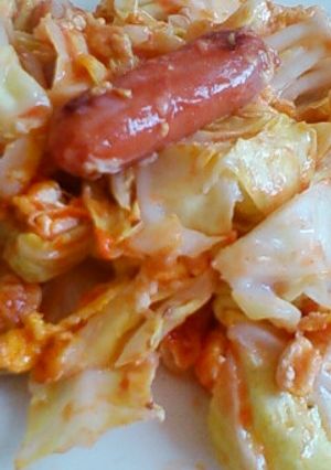 キャベツとウインナーのたまチーケチャ炒め-レシピのメイン写真