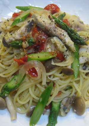 鯵と野菜のペペロンチーノ❀軽いトマト味-レシピのメイン写真