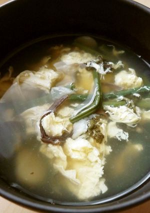 『山菜のかき玉スープ』-レシピのメイン写真