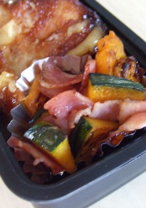 ﾍﾞｰｺﾝ☆ｶﾎﾞﾁｬ　炒めてお弁当♪-レシピのメイン写真