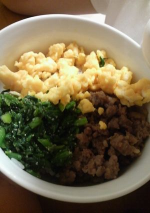 ほうれん草もバクバク食べれる！そぼろ丼♪-レシピのメイン写真